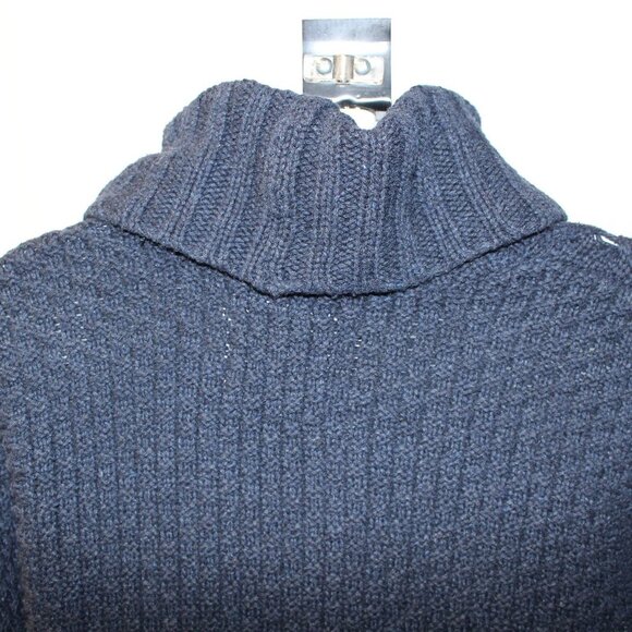 L.O.G.G. H&M Women's Chunky Cable Knit Long Sleeve Turtleneck Navy Sweater Small - Picture 9 of 10